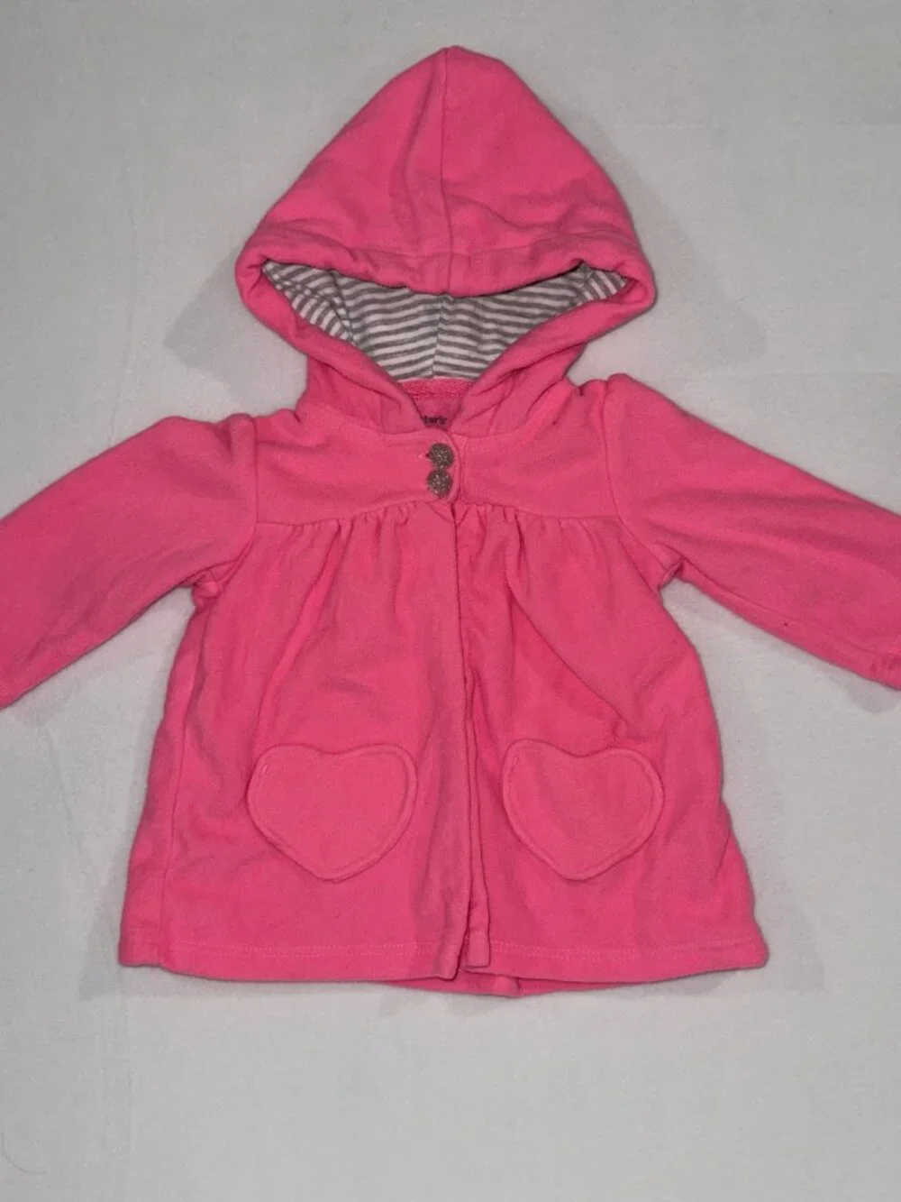 Carter's Girl Hoodie Outfit | Pink Hooded Top + Polka Dot Leggings Size 6M GUC